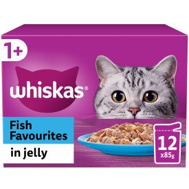 Whiskas 1+ Fish Selection In Jelly 12x85g (Salmon, Tuna, Coley, Whitefish)