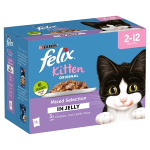 Purina Felix Kitten Mixed Selection in jelly 12 x 100g ( Chicken, Cod, Lamb and Plaice )