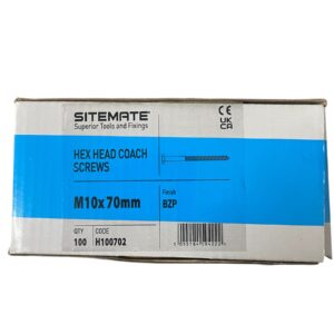 Coach Screw M10 x 70mm (100 in Box)