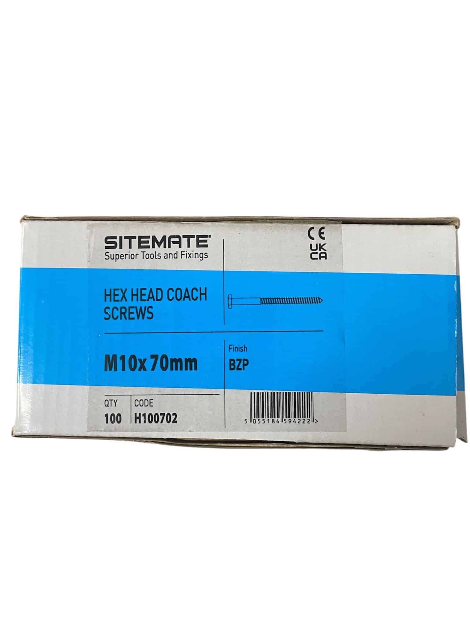 Coach Screw M10 x 70mm (100 in Box)